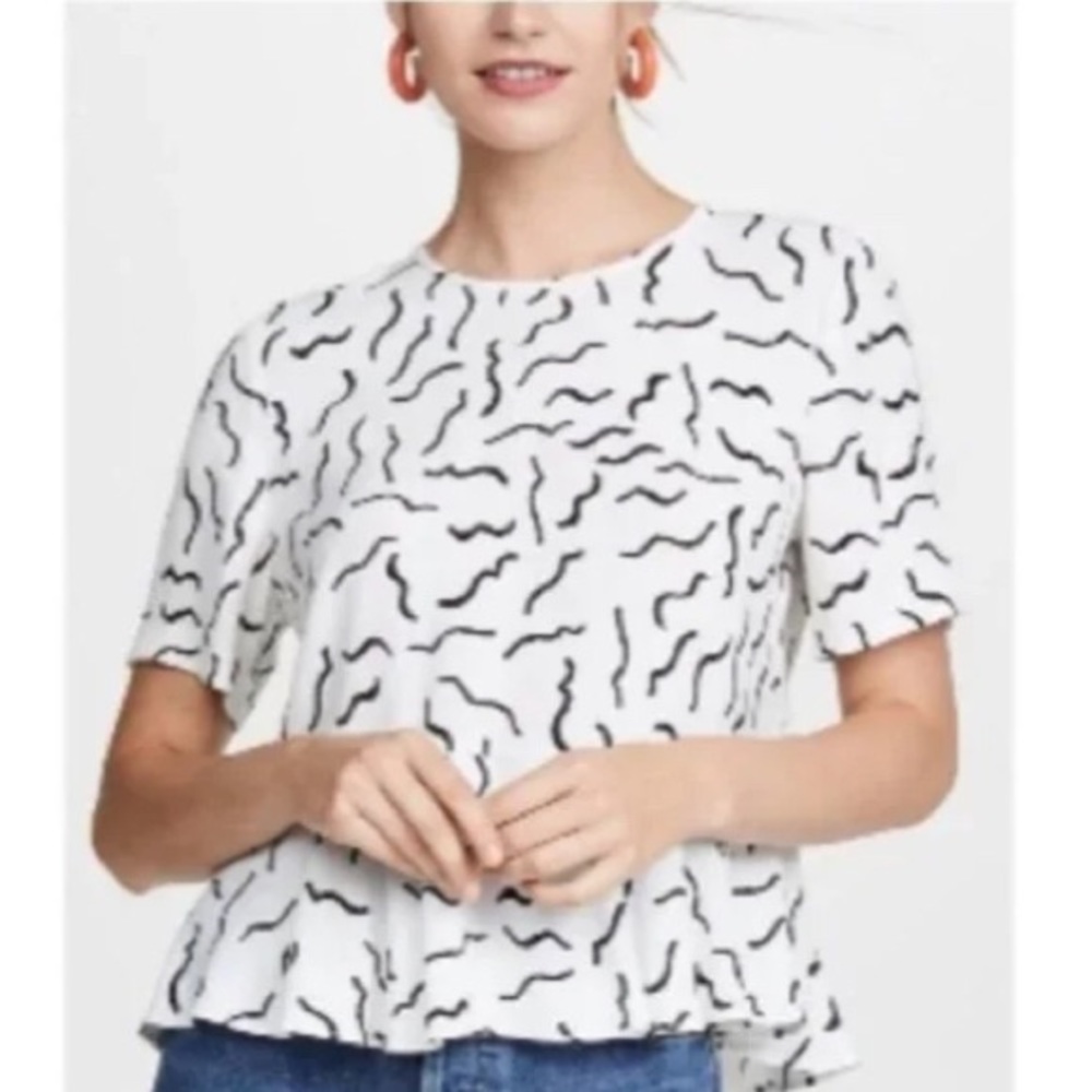 Diane Von Furstenberg Top Squiggle Orilla White and Black Size S